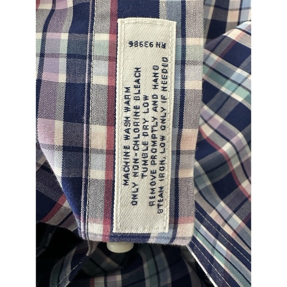 Brooks Brothers Oxford Button Down Shirt Men 2XLT Blue Check Long Sleeve Career - Picture 7 of 8